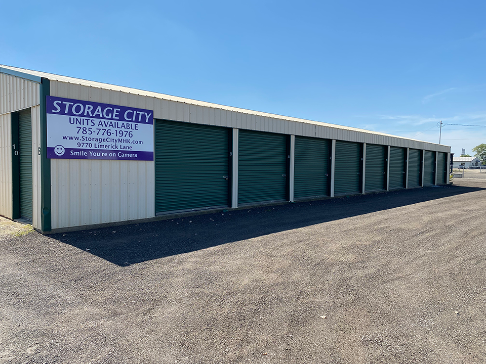 Row of storage units in Manhattan Kansas