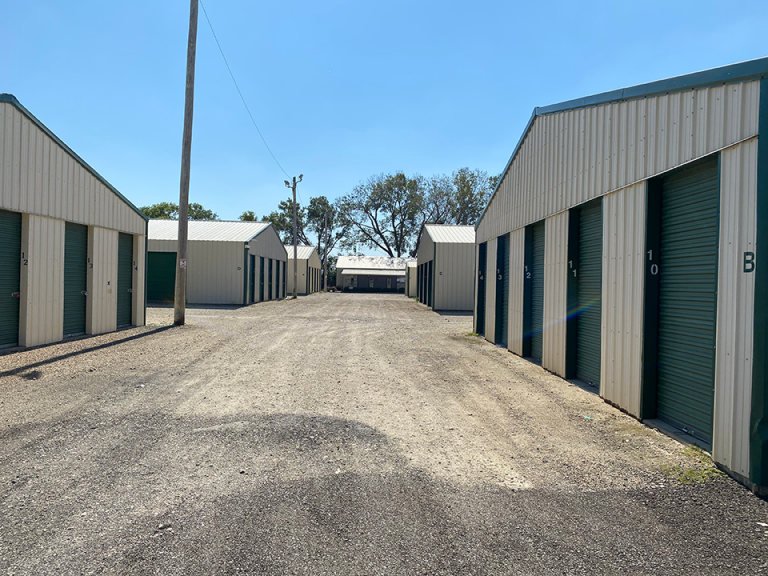 Row of storage units in Manhattan Kansas